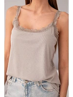 Dámská halenka na ramínka s krajkovým lemem fango Dámská halenka na ramínka s krajkovým lemem fango