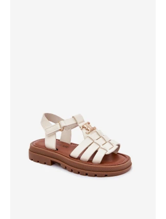 Dívčí sandály s ozdobným detailem béžové Serina