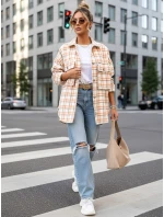 Dámská oranžovo-béžová kostkovaná košile FashionStreet DY0482