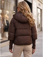 Dámská zimní prošívaná bunda s kapucí, hnědá, FashionStreet TY5895 Dámská zimní prošívaná bunda s kapucí, hnědá, FashionStreet TY5895