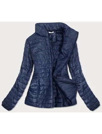 Tmavě modrá prošívaná dámská bunda se stojáčkem (7611)