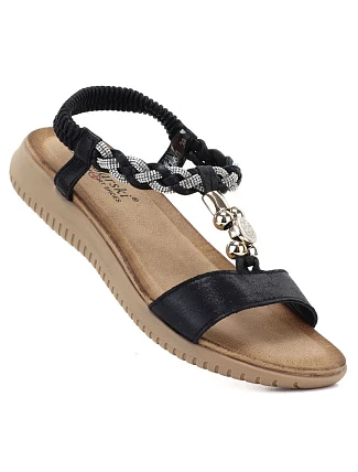 Dámské sandály s gumovou podrážkou černé S.Barski KV61-6051