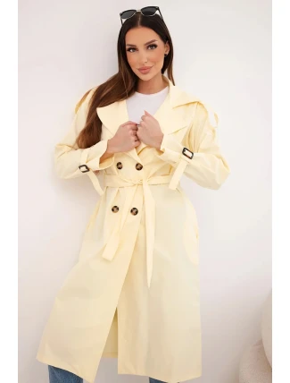 Dámský kabát v pase s límcem žlutý