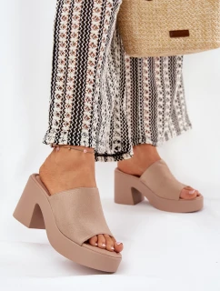 Dámské Sandály Na Podpatku A Platformě Khaki Omeisa