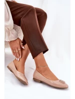 Lakované Elegantní Dámské Baletky S Ozdobným Detalem Béžové Vinceza 17377