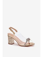 Průhledné Sandály Na Podpatku D&A MR51-705 Zlaté