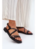 Ploché Sandály S Ozdobnými Pásky Vinceza 17379 Černé