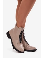 Lakované dámské kotníkové boty z pravé kůže D A MR52 108 béžové Lakované dámské kotníkové boty z pravé kůže D A MR52 108 béžové