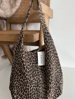 Kožená kabelka z přírodního semiše s leopardím vzorem Béžová Sanea