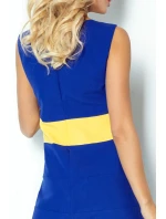 Dámské šaty BEE se žlutým pruhem v pase krátké modré - Modrá / XL - Numoco