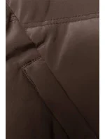 Hnědá dámská vesta se stojáčkem a kapucí (23-011) Hnědá dámská vesta se stojáčkem a kapucí (23-011)