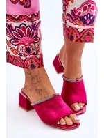 Semišové pantofle na vysokém podpatku S.Barski KV-612-2 Fuchsia