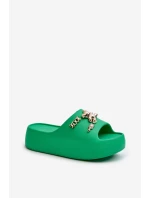 Dámské lehké pěnové žabky s ozdobami zelené Orchia