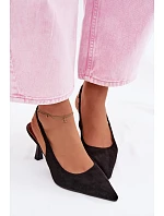 Dámské sandály na jehlovém podpatku z imitace semiše Černé Saria