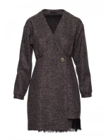 M871 Zavinovací šaty z tvídu - černé