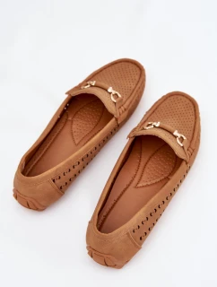 Dámské perforované mokasíny s ozdobou Kaydance – camel