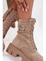 Dámské kotníkové boty worker s ozdobou Melisse – béžové