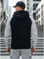 Pánská základní mikina s kapucí s šedými a černými pruhy FashionStreet BX5902