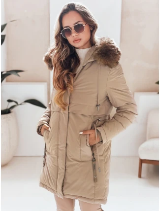 Dámská zimní bunda parka s kapucí FashionStreet camel TY5082 Dámská zimní bunda parka s kapucí FashionStreet camel TY5082