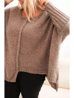 Svetr dámský Plus Size z akrylu s volným střihem a rukávem 3/4 fango