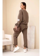 Komplet dámský máslový z viskózy s vázáním fango zelený