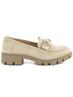 Dámské semišové polobotky s ornamentem béžové M.Daszynski MR23106