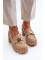 Dámské polobotky na masivním podpatku s ozdobou Beige Ranunca