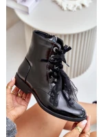 Lakované boty zateplené na zip S.Barski HY42-991 černé Lakované boty zateplené na zip S.Barski HY42-991 černé