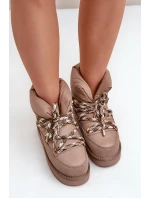 Semišové Sněhule Dámské S Hlavními Šňůrkami D.Franklin DFSH375003 Taupe