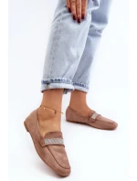 Dámské mokasíny s kamínky Světle hnědá Ralrika Dámské mokasíny s kamínky Světle hnědá Ralrika