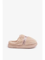 Futrzane Pantofle s Ozdobným Páskem Béžové Savalithea