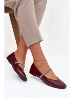 Dámské baleríny s lesklými pásky Ilirene – bordó