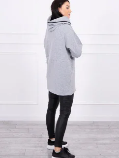 Tunika na zip s kapucí Oversize šedá