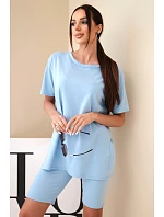 Dámský bavlněný komplet s krátkým rukávem a šortkami žlutý Dámský bavlněný komplet s krátkým rukávem a šortkami žlutý