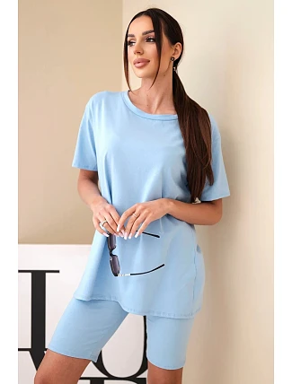 Dámský bavlněný komplet s krátkým rukávem a šortkami žlutý Dámský bavlněný komplet s krátkým rukávem a šortkami žlutý