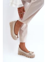 Kožené baleríny na platformě s ozdobou krémové Lewski 3384 Kožené baleríny na platformě s ozdobou krémové Lewski 3384