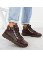 Dámské kožené traperky vínové Rieker N1305-35 Dámské kožené traperky vínové Rieker N1305-35