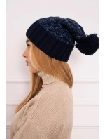 Milano fleecová čepice K203 navy blue melange+green Milano fleecová čepice K203 navy blue melange+green