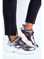 Kožené Sportovní Obuv Sneakers GOE GG2N3040 Stříbrné