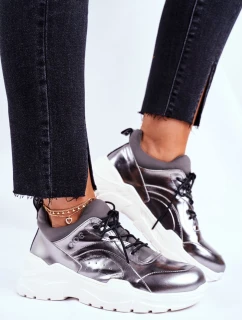 Kožené Sportovní Obuv Sneakers GOE GG2N3040 Stříbrné