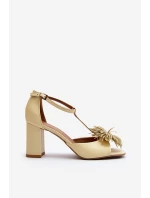 Kožené sandály na podpatku s ozdobou Laura Messi 2758 béžové Kožené sandály na podpatku s ozdobou Laura Messi 2758 béžové
