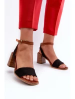 Dámské sandály na podpatku z ekologického semiše černé Ronvia