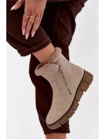 Dámské sněhule na platformě s kožešinou Béžové Briselle