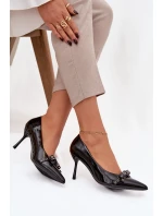 Lakované lodičky s mašlí Janisse – černé