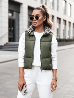 Dámská přechodná krátká prošívaná dvoucestná zelená vesta LEOVELLA FashionStreet TY5496 Dámská přechodná krátká prošívaná dvoucestná zelená vesta LEOVELLA FashionStreet TY5496