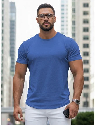 Pánské bavlněné tričko basic blue FashionStreet RX5688
