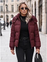 Dámská zimní prošívaná bunda s kapucí, bordová, FashionStreet TY5749 Dámská zimní prošívaná bunda s kapucí, bordová, FashionStreet TY5749