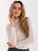 Přiléhavá halenka s rolákem z kašmírové barvy ecru (21819)