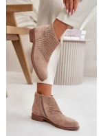 Dámské boty na plochém podpatku perforované béžové S.Barski HY42-076