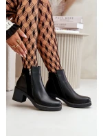 Dámské Botky Z Eko Kůže Na Podpatku Zateplené Černé Revianna